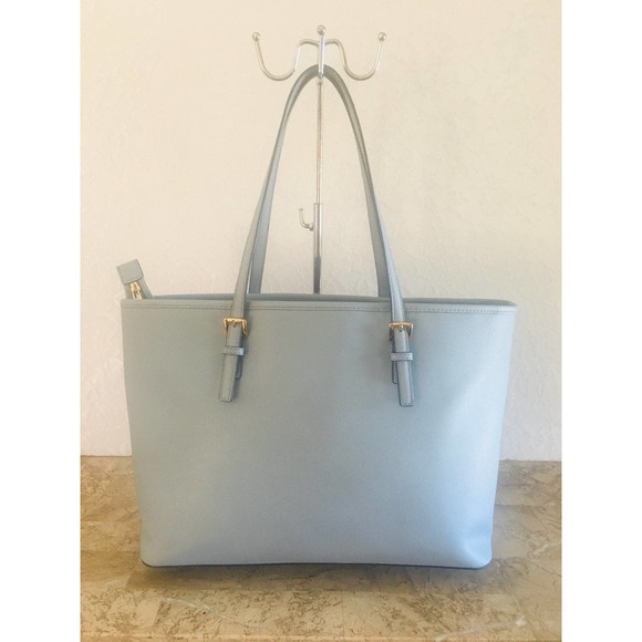 Michael Kors grossgrain shoulder bag blue tote/diaper bag - Picture 2 of 7
